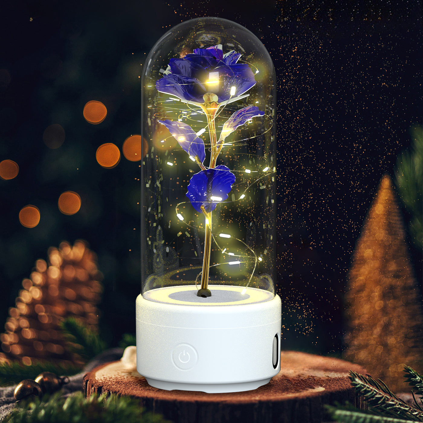Creative 2 In 1 Rose Flowers LED Light And Bluetooth-compatible Speaker Christmas Gift