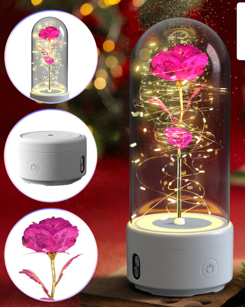 Creative 2 In 1 Rose Flowers LED Light And Bluetooth-compatible Speaker Christmas Gift