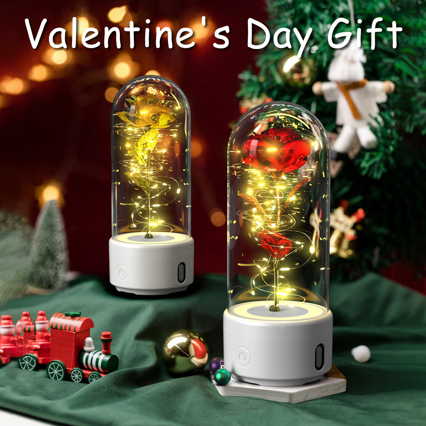 Creative 2 In 1 Rose Flowers LED Light And Bluetooth-compatible Speaker Christmas Gift