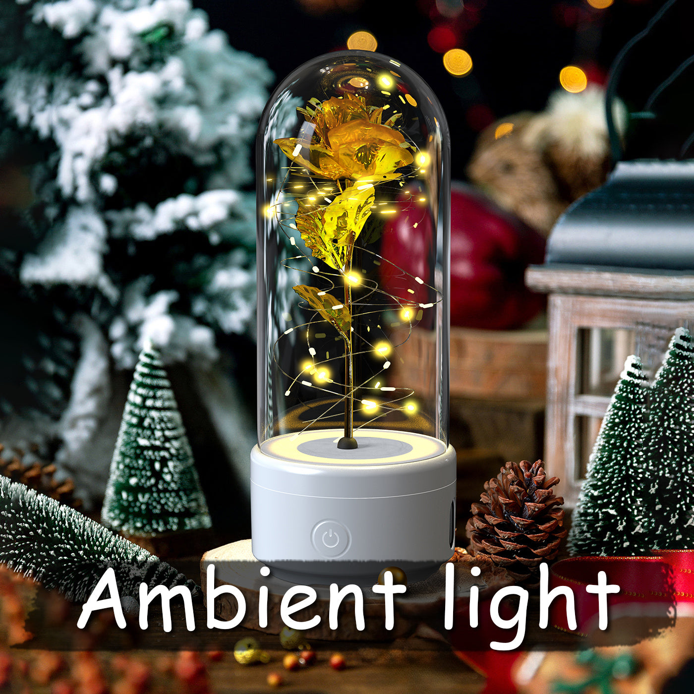 Creative 2 In 1 Rose Flowers LED Light And Bluetooth-compatible Speaker Christmas Gift