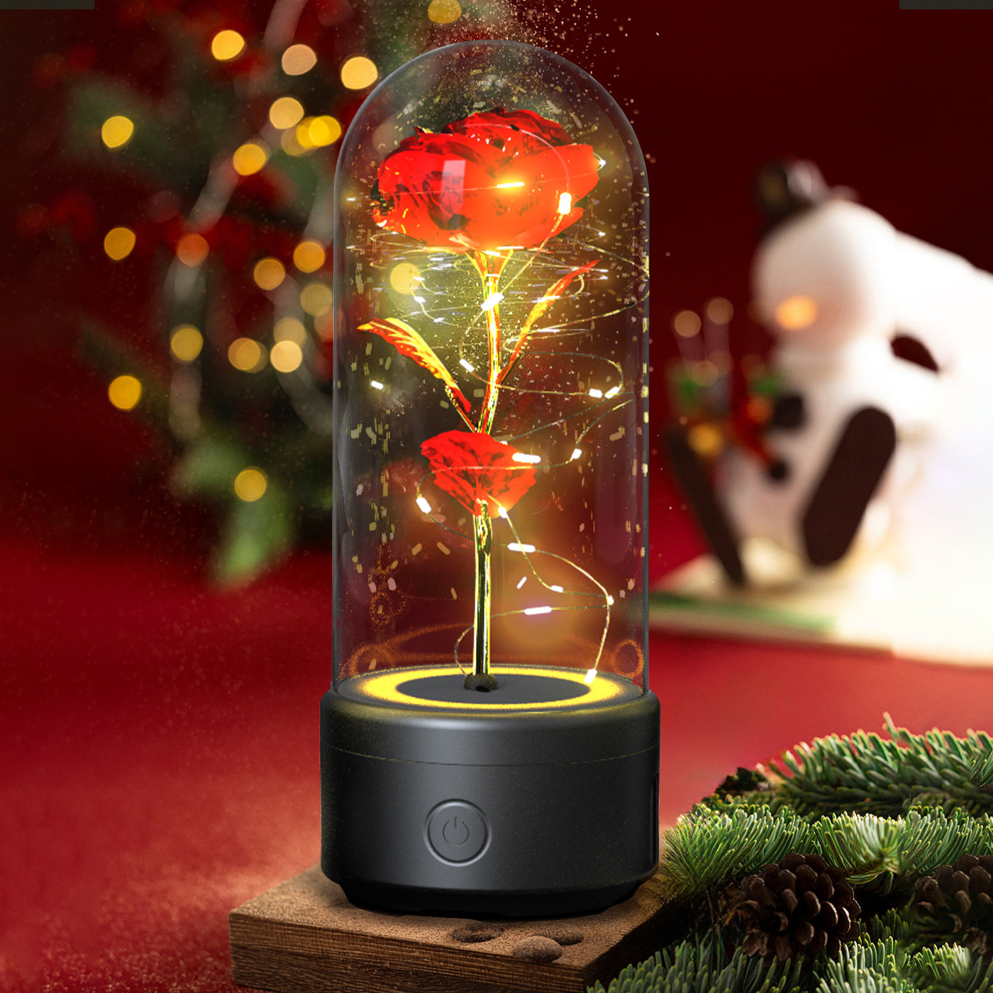 Creative 2 In 1 Rose Flowers LED Light And Bluetooth-compatible Speaker Christmas Gift