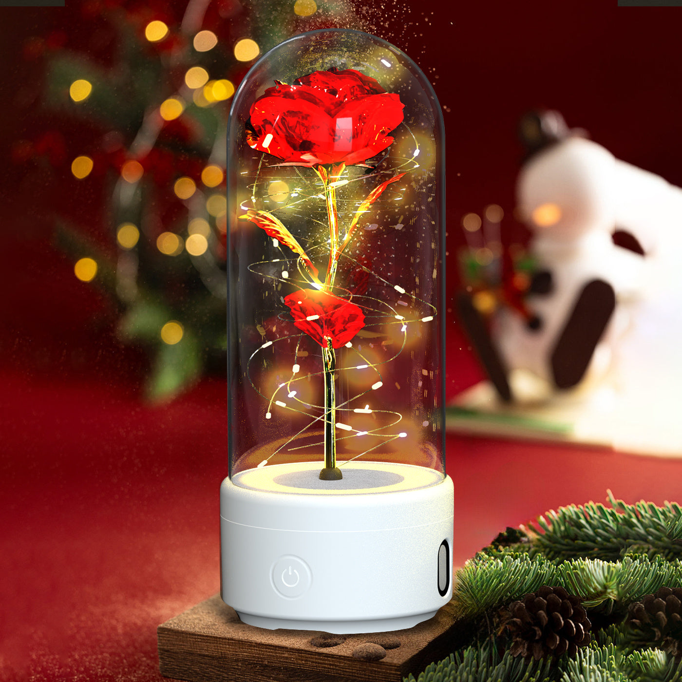 Creative 2 In 1 Rose Flowers LED Light And Bluetooth-compatible Speaker Christmas Gift