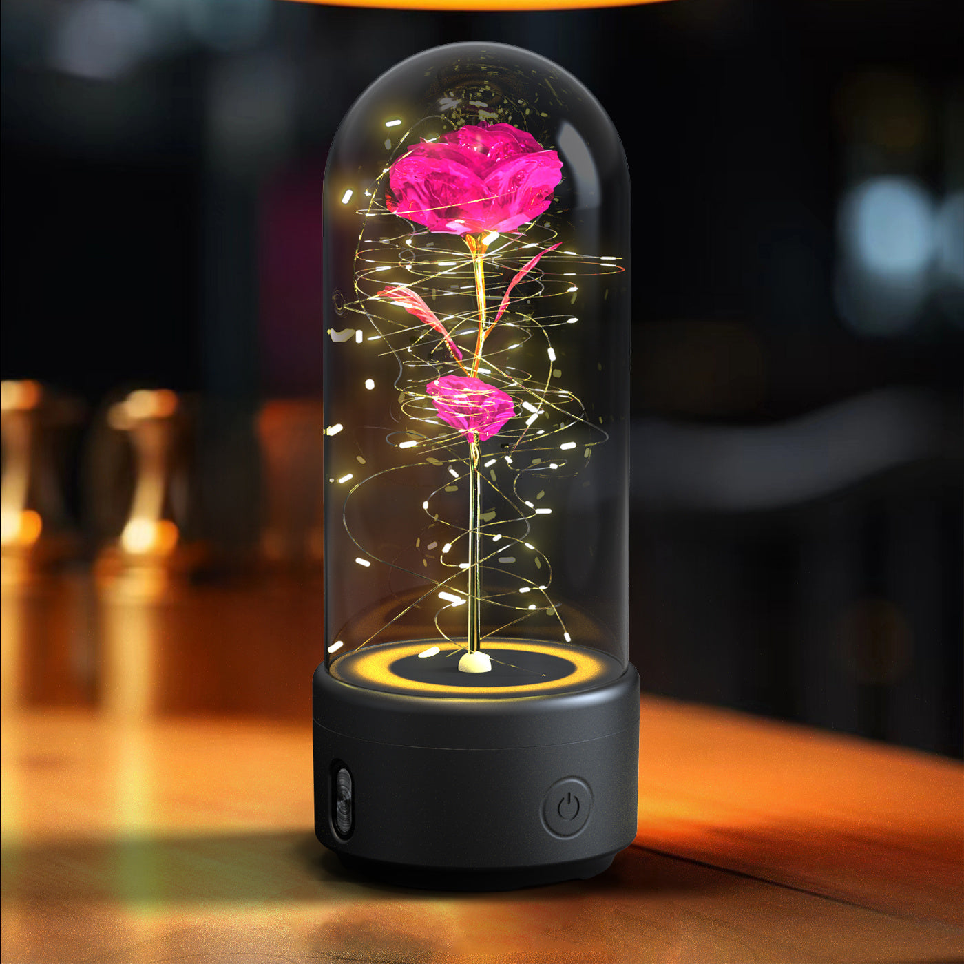 Creative 2 In 1 Rose Flowers LED Light And Bluetooth-compatible Speaker Christmas Gift