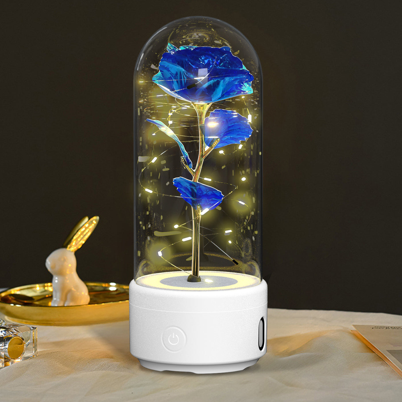 Creative 2 In 1 Rose Flowers LED Light And Bluetooth-compatible Speaker Christmas Gift